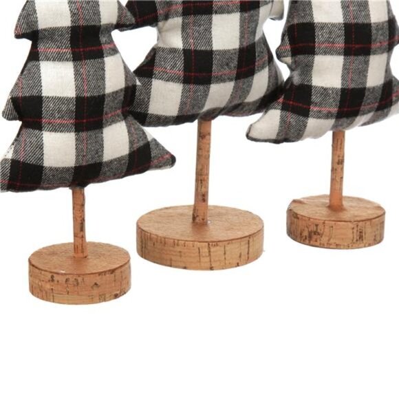 Holiday Time Christmas Plaid Fabric Tree Table Top Decorations in Black - Picture 10 of 10